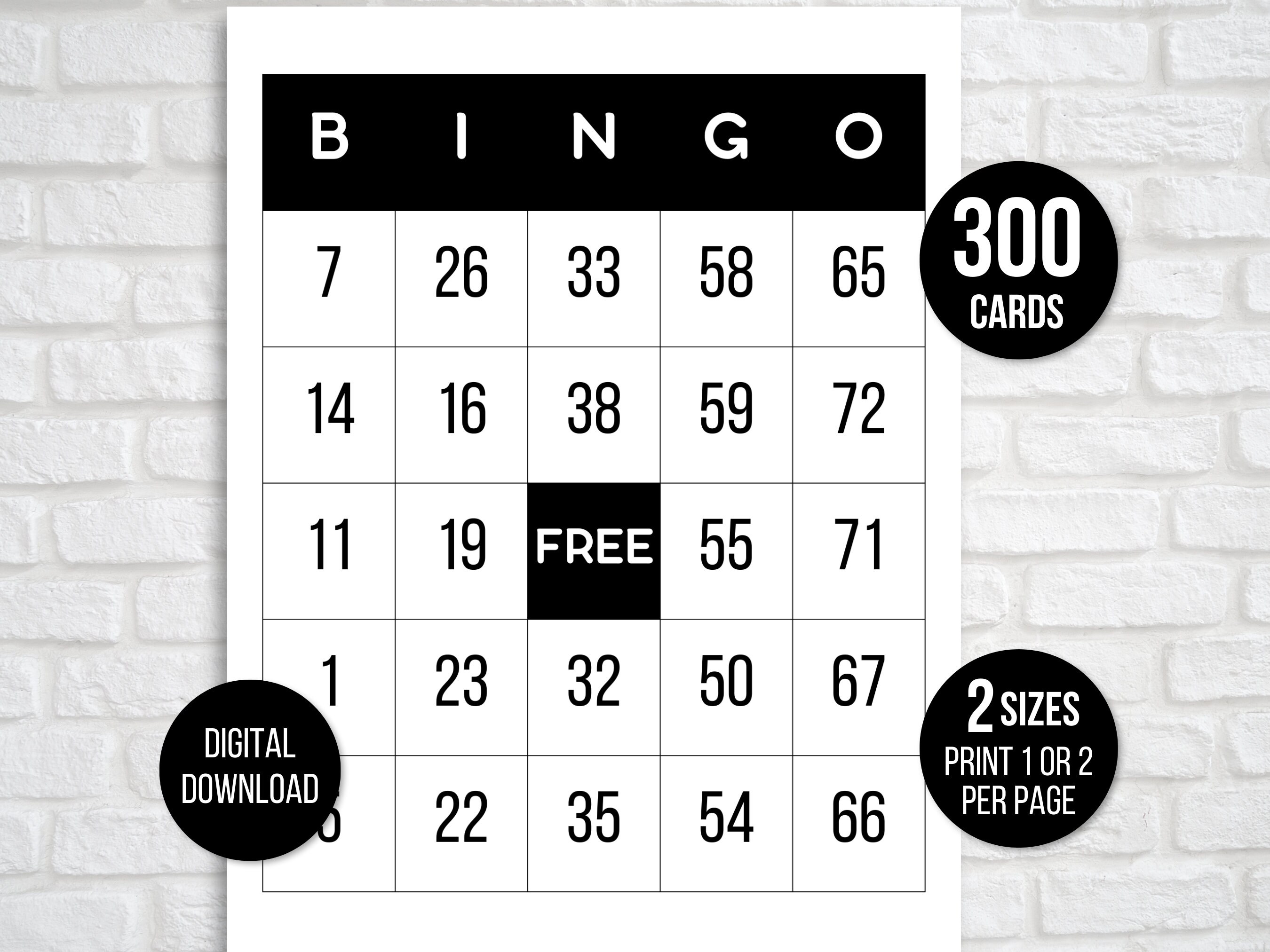 Printable Blank Bingo Cards (Black) - (Item #001-1) INSTANT DOWNLOAD📣 ...