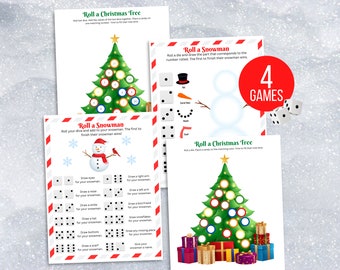 Roll a Christmas Tree Game Printable, Roll a Snowman, Roll a Dice Bundle, Christmas Games for Kids, Roll a Dice Christmas Bundle