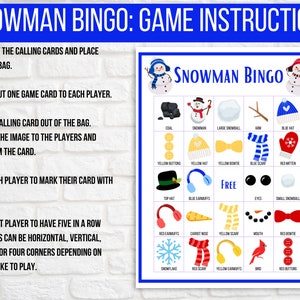 Snowman Bingo, 30 Printable Snowman Bingo Cards, Winter Bingo, Winter ...