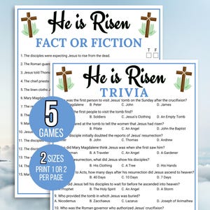 Easter Bible Trivia, Resurrection Trivia, He is Risen Trivia, Religious Easter Trivia, Holy Week Trivia, Bible Easter Games, Easter Activity