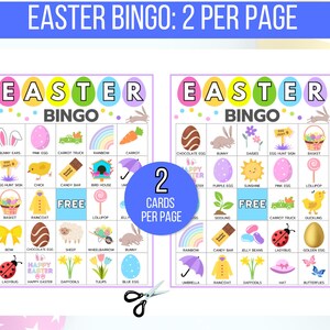 Easter Bingo, 50 Printable Easter Bingo Cards, Easter Activity For Kids, Kids Easter Party Game, Easter Classroom Activity, Easter Game