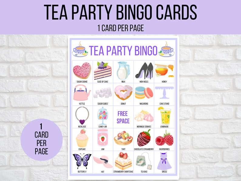 Tea Party Bingo 40 Unique Printable Tea Party Bingo Cards - Etsy