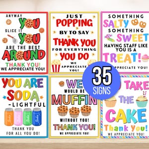 Printable Appreciation Signs, Staff Appreciation Signs, Appreciation Food Signs Bundle, Appreciation Week Signs, Thank You Signs, Nurse, PTA