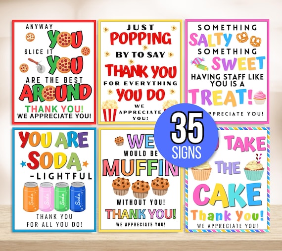 Printable Appreciation Signs, Staff Appreciation Signs, Appreciation Food Signs Bundle, Appreciation Week Signs, Thank You Signs, Nurse, PTA