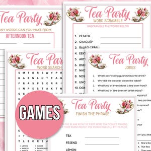 Tea Party Games Printable, Tea Party Activities, Girls Tea Party Games ...