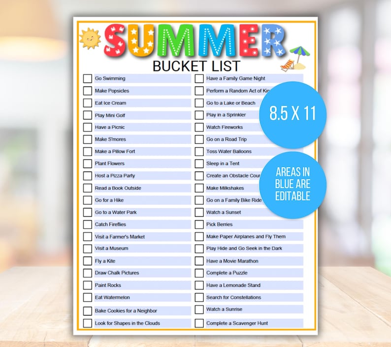 Editable Summer Bucket List, Summer Calendar Poster, Summer Checklist, Summer Break Ideas, Summer Activities, Kids Summer Calendar, Summer