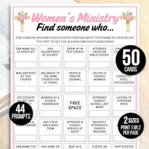 Bingo voor vrouwen, bingospellen voor vrouwen, 50 kerkbingokaarten, christelijke bingo, vind iemand die bingo, kerkspel, bijbelspel