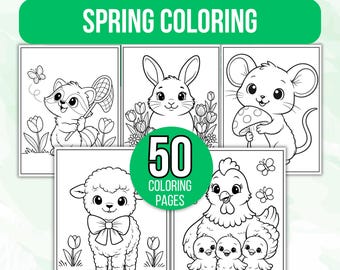 Frühling Malseiten, Frühling Malbuch, Frühling Malseiten, Frühling Malseiten für Kinder, Frühlingsaktivitäten