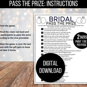 Pass the Gift Game, Bridal Pass the Gift Game, Bridal Pass the Prize Game, Bridal Activity, Bridal Shower Game, Bridal Left Right Game, Poem