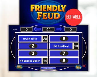Editable Friendly Feud Game Template, Friendly Feud Game, Friendly Feud Template, Friendly Feud Customizable Game, Virtual Party Game, Feud