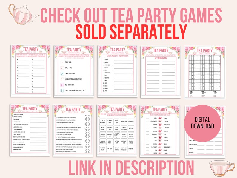 Tea Party Etiquette Game Printable Tea Etiquette Game Tea Etsy