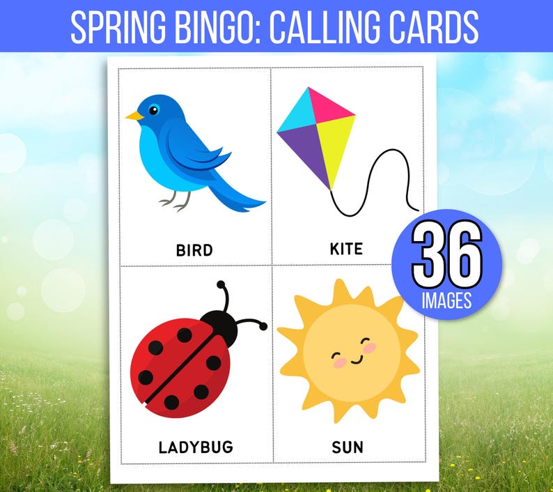Spring Bingo, 60 Printable Spring Bingo Cards, Spring Party Game, Spring Activity, Spring Game, Springtime Game, Easter Bingo, Easter Game