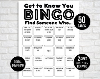 Get to Know You Bingo, Find Someone Who Bingo, Find the Guest Bingo, Icebreaker Bingo, Icebreaker Game, Icebreaker Activity, Human Bingo