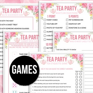 Tea Party Games Printable Bundle, Tea Party Activities, Ladies Tea ...