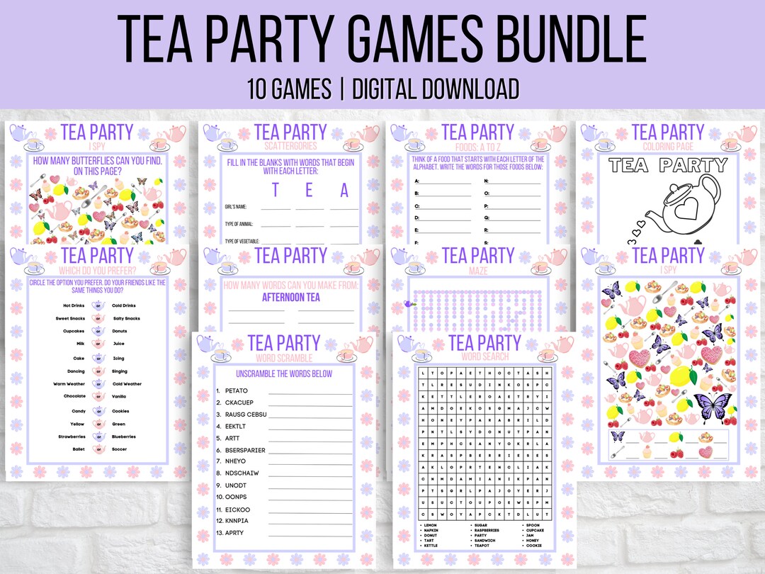 Tea Party Games Printable Tea Party Activities Girls Tea Etsy Canada