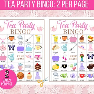 Tea Party Bingo, 100 Unique Printable Tea Party Bingo Cards, Tea Party ...
