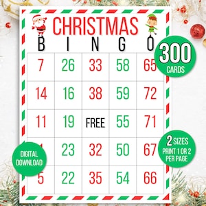 300 Christmas Bingo Cards, Christmas Number Bingo, Christmas Games, Christmas Party Game, Christmas Activity, Christmas Carte Bingo, Winter