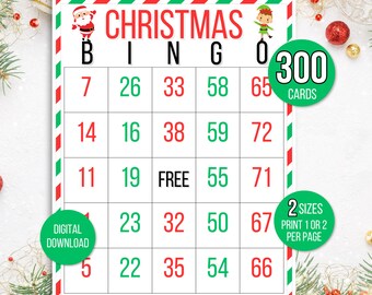 300 Christmas Bingo Cards, Christmas Number Bingo, Christmas Games, Christmas Party Game, Christmas Activity, Christmas Carte Bingo, Winter