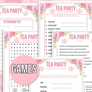 Tea Party Games Printable Bundle, Tea Party Activities, Ladies Tea ...