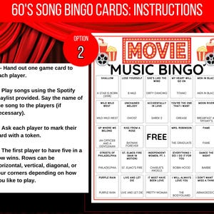 Movie Music Bingo, Movie Soundtrack Bingo, Music Bingo, Movie Soundtrack Songs Game, Music Bingo with Playlist, Music Office Party Game