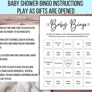 100 Baby Shower Bingo Cards, Unique Prefilled Baby Bingo Game Cards, Baby Gift Bingo Cards, Baby Shower Bingo Game, Minimalist Baby Bingo