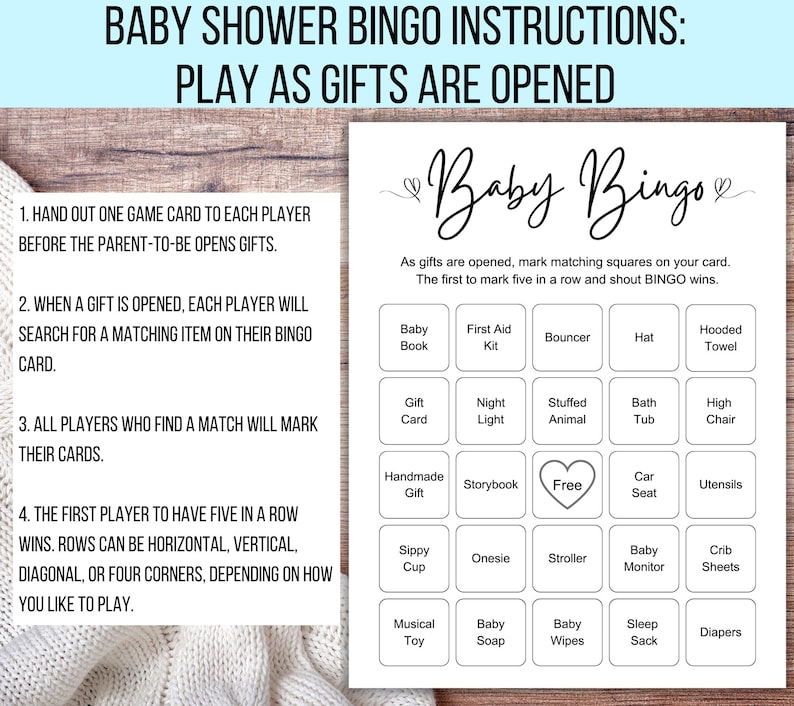100 Baby Shower Bingo Cards, Unique Prefilled Baby Bingo Game Cards, Baby Gift Bingo Cards, Baby Shower Bingo Game, Minimalist Baby Bingo