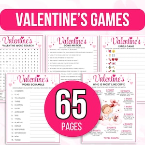 Jeux pour la Saint-Valentin, 65 activités pour la Saint-Valentin, Jeux pour la Saint-Valentin, Lot de jeux pour la Saint-Valentin, Jeux Saint-Valentin pour enfants, Salle de classe Saint-Valentin
