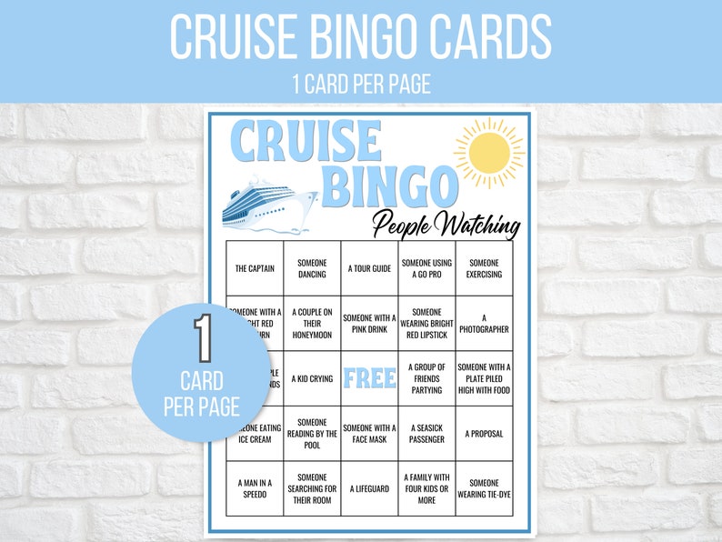 Cruise Bingo, 50 Printable Cruise Bingo Cards, Cruise Ship People Watching Bingo, Cruise Ship Game, Cruise Vacation Game, Family Cruise Game image 3