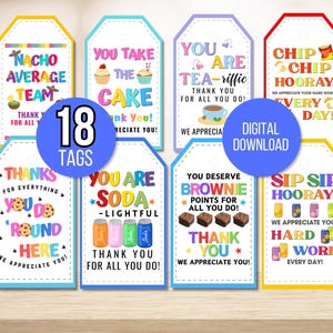 Printable Appreciation Tags, Staff Appreciation Tags, Appreciation Food Tags Bundle, Appreciation Week Tags, Thank You Tags, Gift Tags