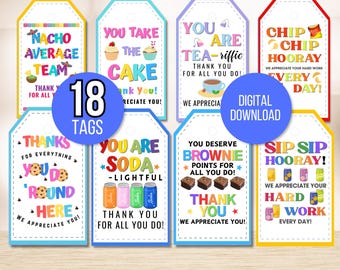 Printable Appreciation Tags, Staff Appreciation Tags, Appreciation Food Tags Bundle, Appreciation Week Tags, Thank You Tags, Gift Tags