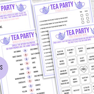 Tea Party Games Printable, Tea Party Activities, Girls Tea Party Games ...