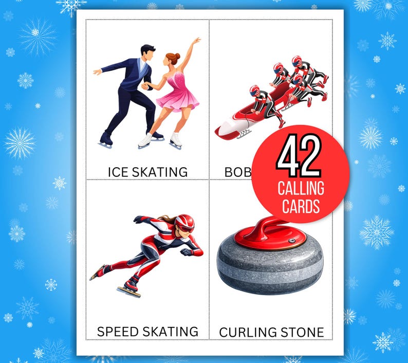 Winter Games Bingo, 50 Winter Games Bingo Cards, Winter Games, Winter Games Activity, Kid's Printable Bingo, Kids Winter Games, Sports Bingo