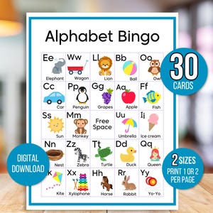 Bingo alphabet, 30 cartes de bingo alphabet imprimables, pratique ABC, bingo ABC, apprendre les lettres bingo, bingo ABC, apprendre l'abc bingo, alphabet 5 x 5