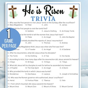 Easter Bible Trivia, Resurrection Trivia, He is Risen Trivia, Religious Easter Trivia, Holy Week Trivia, Bible Easter Games, Easter Activity