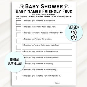 Baby Shower Family Feud Game, Friendly Feud Baby Shower Game, Baby Family Feud Game, Baby Shower Games Printable, Baby Sprinkle Games, Baby