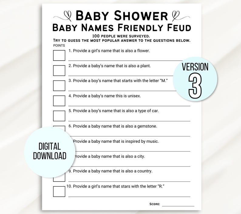 Baby Shower Family Feud Game, Friendly Feud Baby Shower Game, Baby Family Feud Game, Baby Shower Games Printable, Baby Sprinkle Games, Baby
