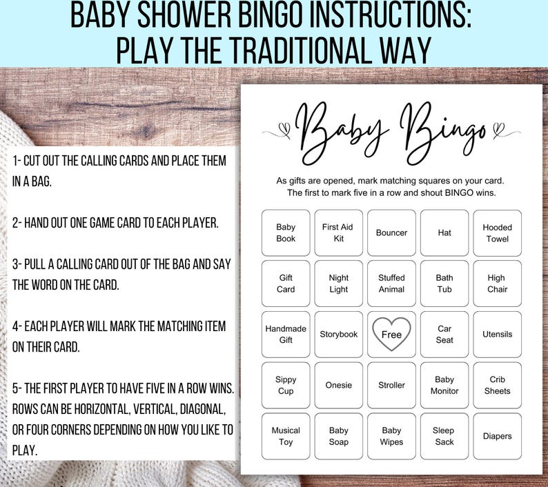 100 Baby Shower Bingo Cards, Unique Prefilled Baby Bingo Game Cards, Baby Gift Bingo Cards, Baby Shower Bingo Game, Minimalist Baby Bingo
