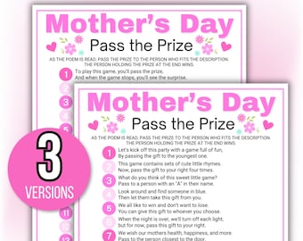 Mother's Day Pass the Prize Games, Pass the Prize Mother's Day Games, Mother's Day Pass the Present Games, Mother's Day Left Right Game