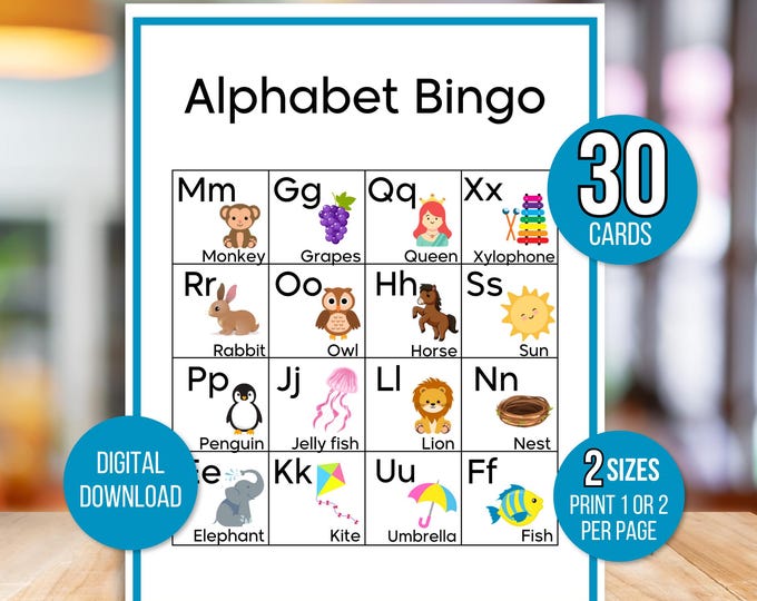 Alphabet Bingo, ABC Learning, Letter Learning Game for Kids, Preschool ...