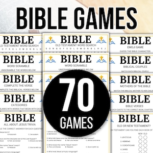 Bijbelspellen, Bijbeltrivia-spellen, Bijbelactiviteiten, Jeugdgroepsactiviteiten, Zondagsschoolspel, Christelijke Spelen, Vrouwenbediening Spelbundel