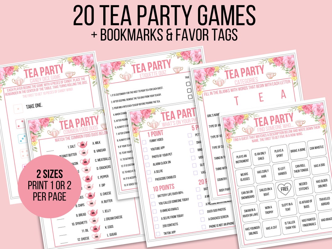 Tea Party Games Printable Bundle Tea Party Activities Ladies - Etsy