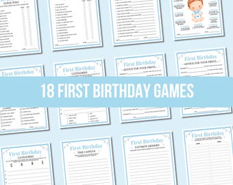 First Birthday Games for Boys, Boys First Birthday Trivia Games, Baby's First Birthday Party Games, Who Knows The Birthday Boy Best,