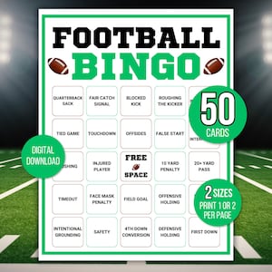 Bingo de fútbol, 50 tarjetas de bingo de fútbol imprimibles únicas, juego de fútbol, actividad de fútbol, juego de bingo imprimible para niños, bingo de fútbol para niños