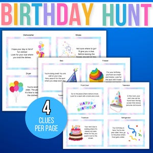 Indoor Birthday Treasure Hunt, Indoor Birthday Scavenger Hunt, 40 Treasure Hunt Birthday Clues, Kids Treasure Hunt Clues, Birthday Printable