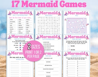 Mermaid Games Printable Bundle, Mermaid Activities, Girls Mermaid Games, Mermaid Bundle, Mermaid Party, Kids Mermaid Birthday, Mermaid Theme