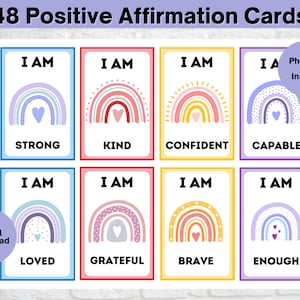 Tarjetas de afirmación para niños, Tarjetas de aliento para niños, Notas positivas de almuerzo arco iris, Regalo de atención plena para niños, Notas de aliento