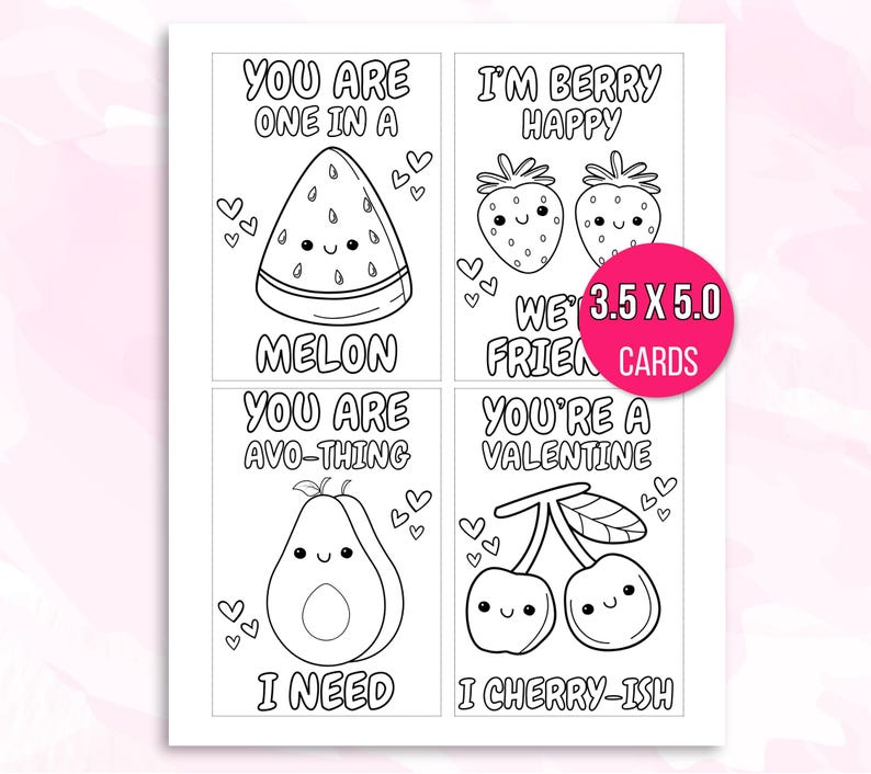 Valentines Coloring Cards, Valentines Day Valentine Cards, Valentine's Cards for Kids, Classroom Valentine Activity, Printable Valentines