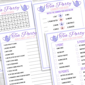 Tea Party Games Printable, Tea Party Activities, Girls Tea Party Games ...