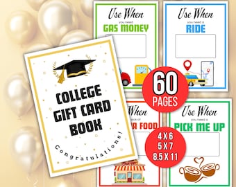 Boek met cadeaubonnen voor studenten, Boek met cadeaubonnen voor studentenoverleving, Houder voor cadeaubonnen voor afgestudeerden, Verzorgingspakket voor studenten, Cadeau voor middelbare schoolafgestudeerden, Afstudeercadeau