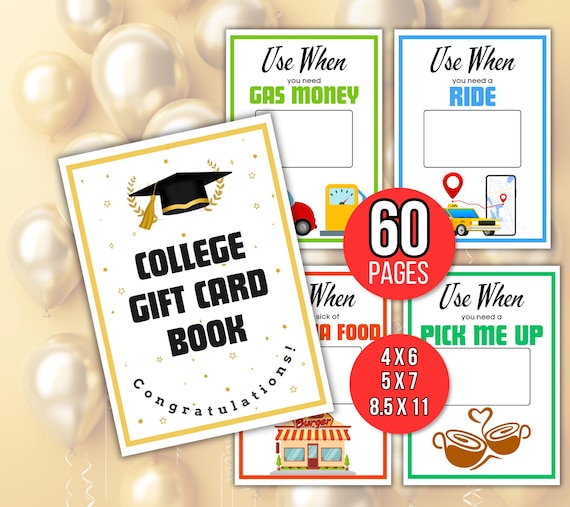 College Gift Card Book, College Survival Gift Card Book, Grad Gift Card Holder, College Care Package Kit, High School Graduation Gift, Grad